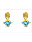 Blue Topaz And Diamond Pendant And Earrings Set In Yellow Gold H-S001 (Preloved)