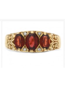 Garnet With Diamond Ring H-R005 (Preloved)