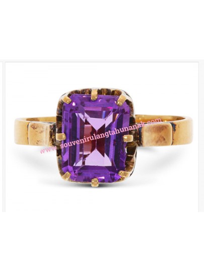 Synthetic Pink Sapphire Yellow Gold Ring H-R006 (Preloved)